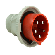 Red 560P6W IEC 309-CEE17 PLUG , WATERTIGHT 4 POLE-5 WIRE, 60A-250V, UL-CSA,63A,6h-230-400V,EUROPEAN, 50/60HZ , 3P+N+E
