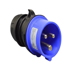 IEC 309-CEE17 PLUG W/ COMPRESSION STRAIN RELIEF,BLUE, 30A-250 VOLT UL/CSA32A 220/240V EUROPEAN , 50/60HZ , 2P+E